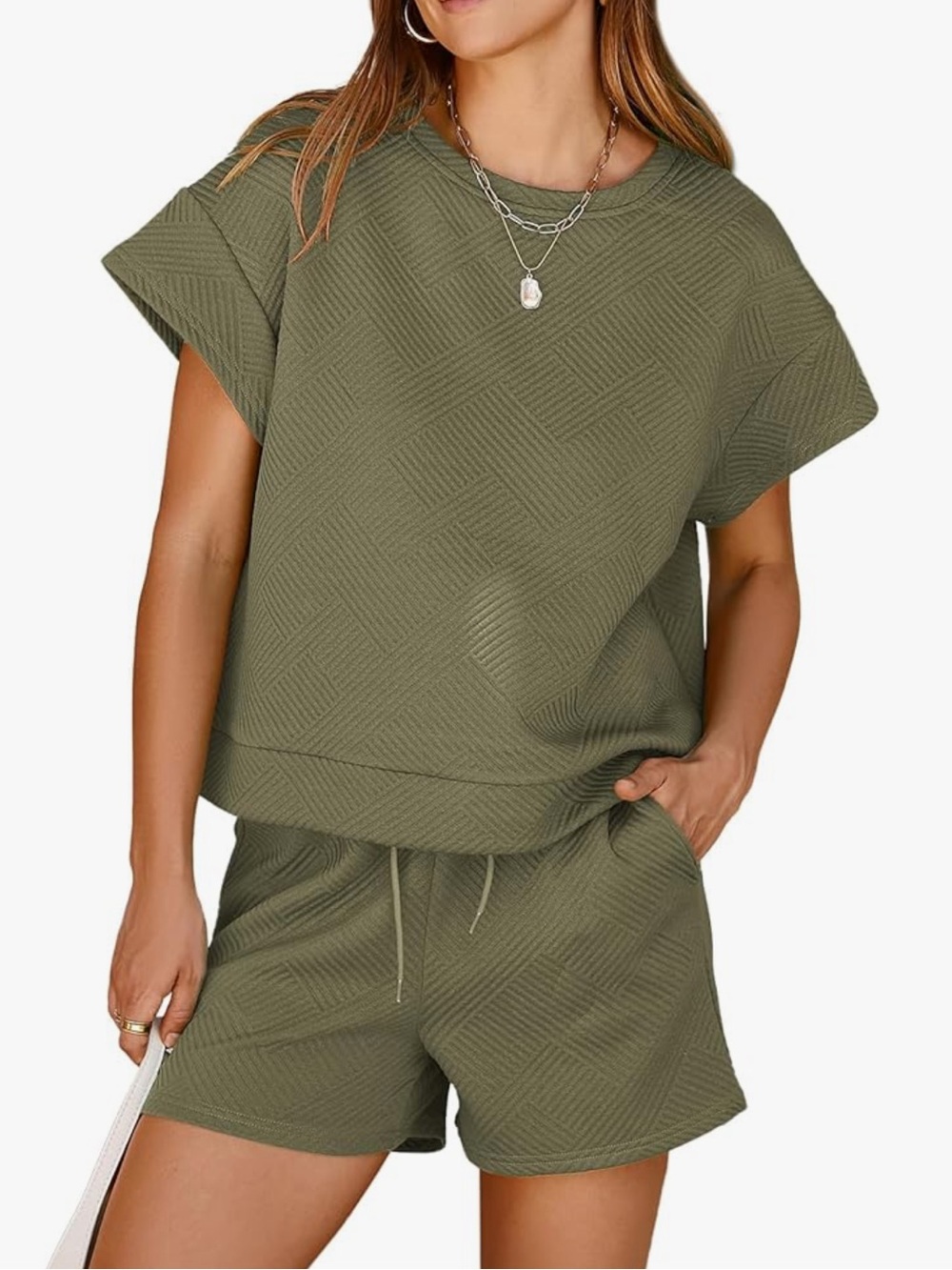 Olive Green Short Sleeve Pullover Top